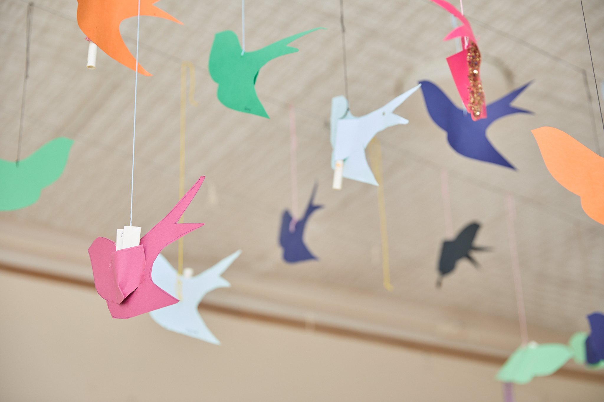 hanging paper cranes