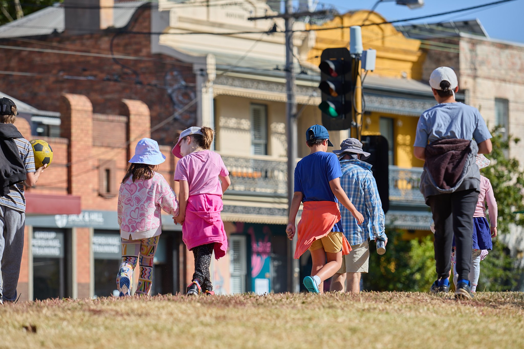 In front of the school