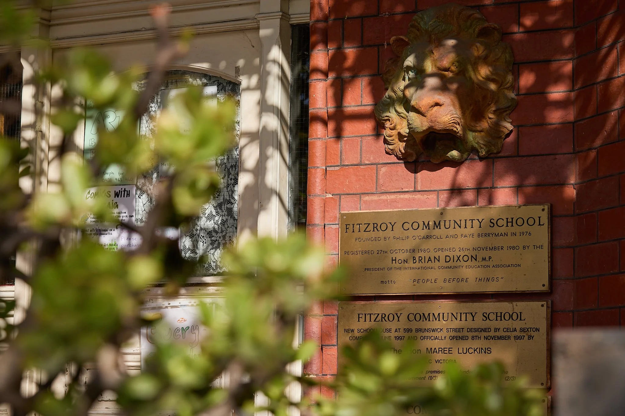 Fitzroy Community School Brass Plaque