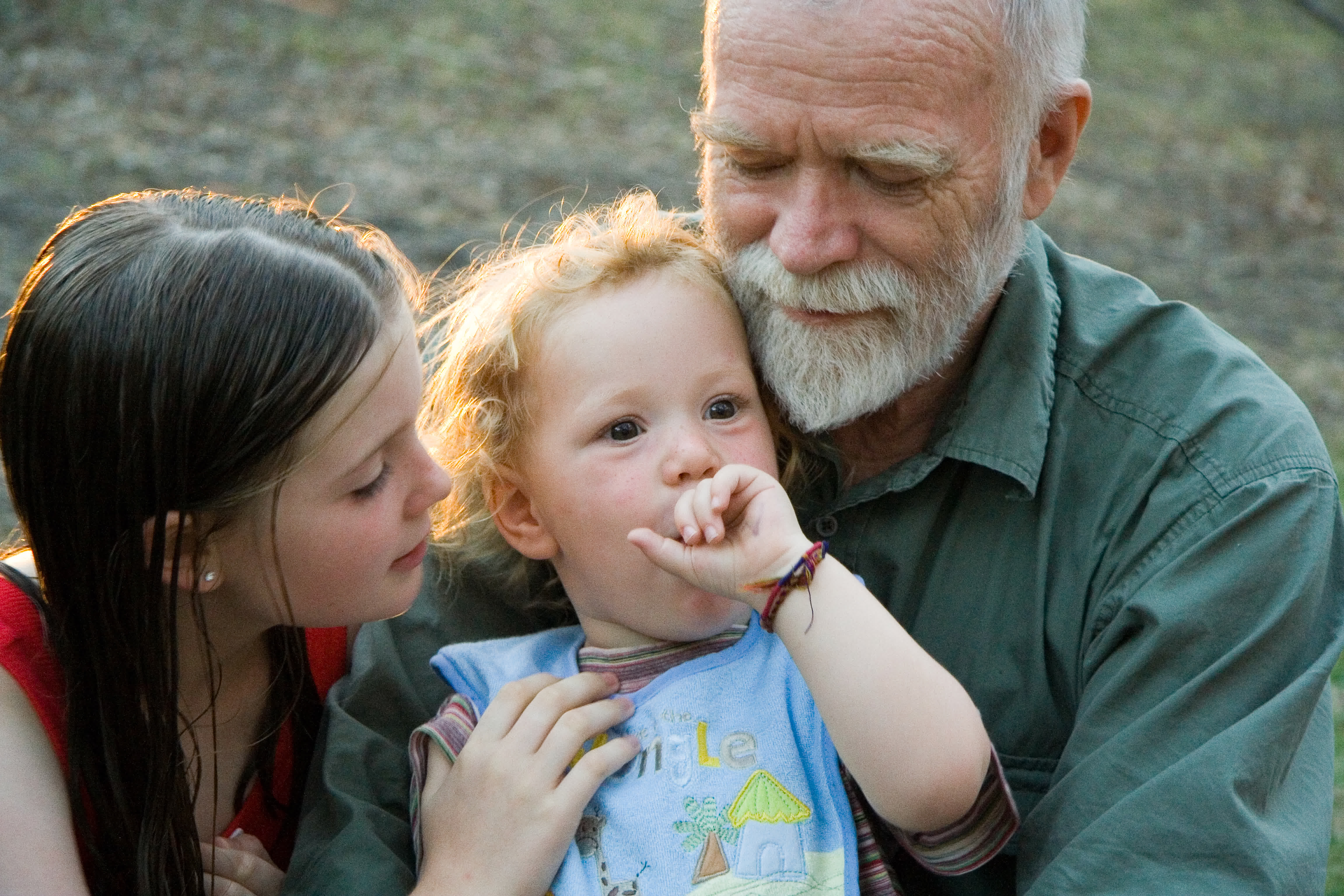 girl, toddler and grandpa