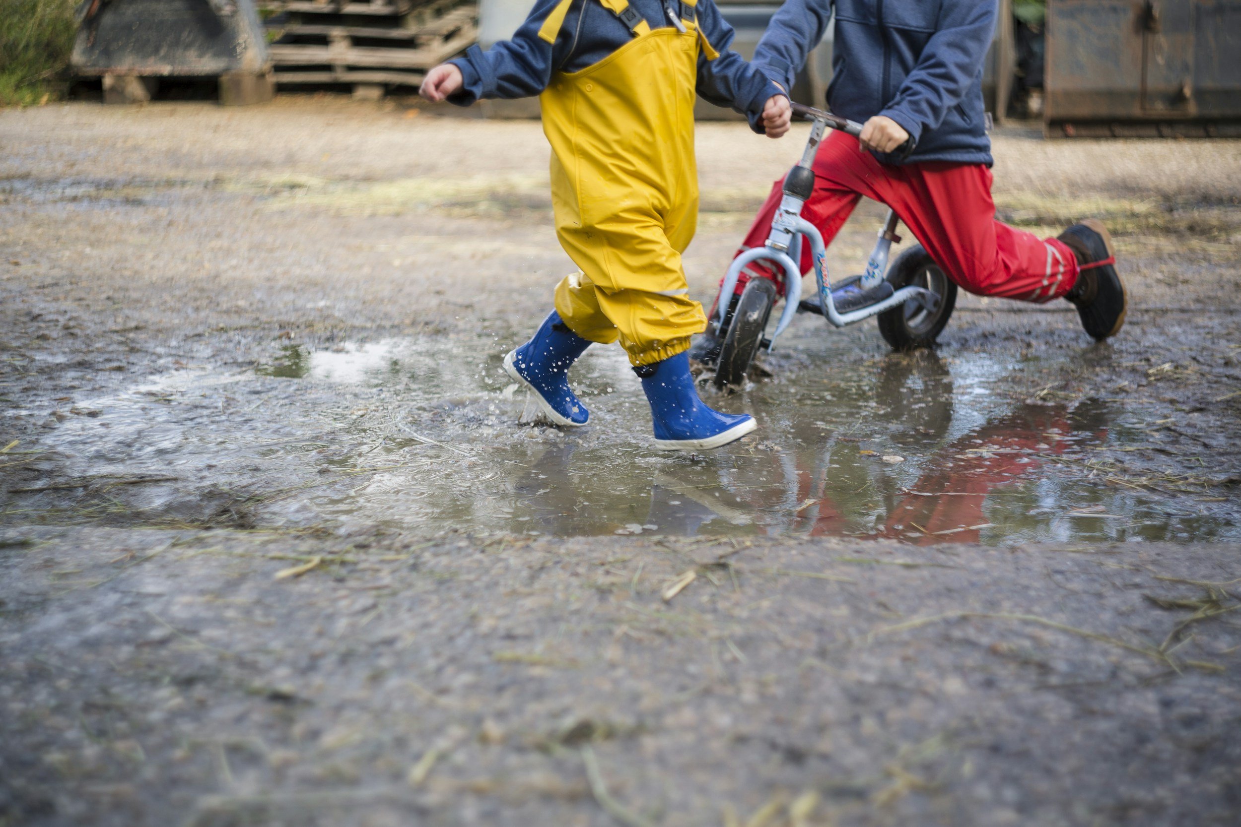 Splashing in puddles